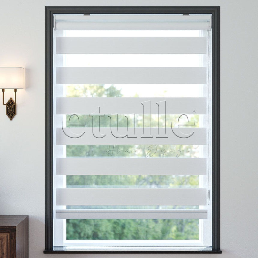 White Plain Zebra Curtain | Arlo