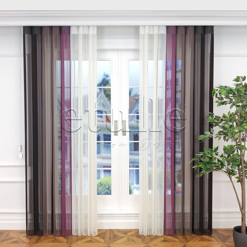 Barcelona - Striped Vertical Tulle Curtain 