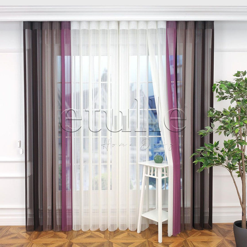 Barcelona - Striped Vertical Tulle Curtain 