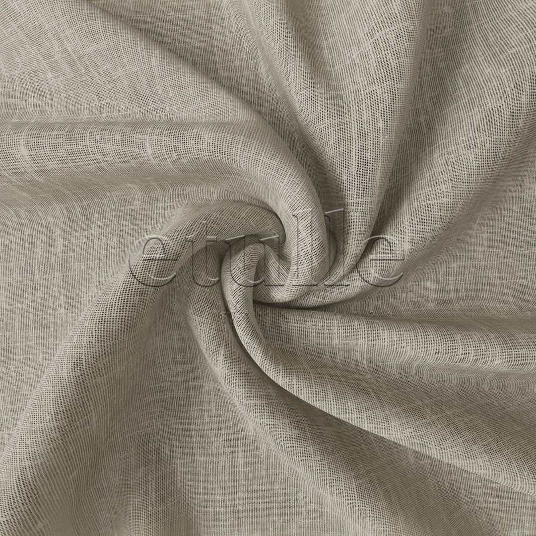 Beige Folded Linen Plain Tulle Curtain | Mistra