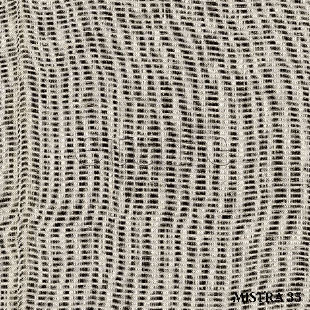Beige Folded Linen Plain Tulle Curtain | Mistra