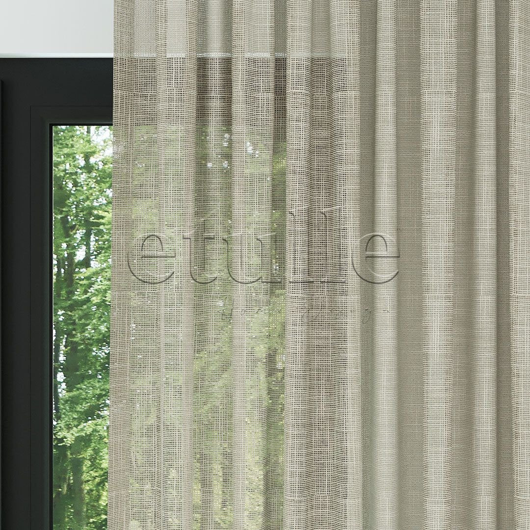 Beige Rattan Pattern Thick Linen Drape Sheer Curtain | Alta