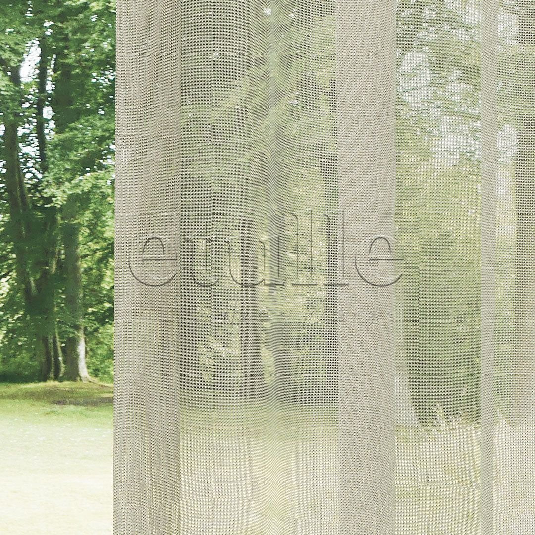 Beige Linen Striped Sheer Curtain | Etnea