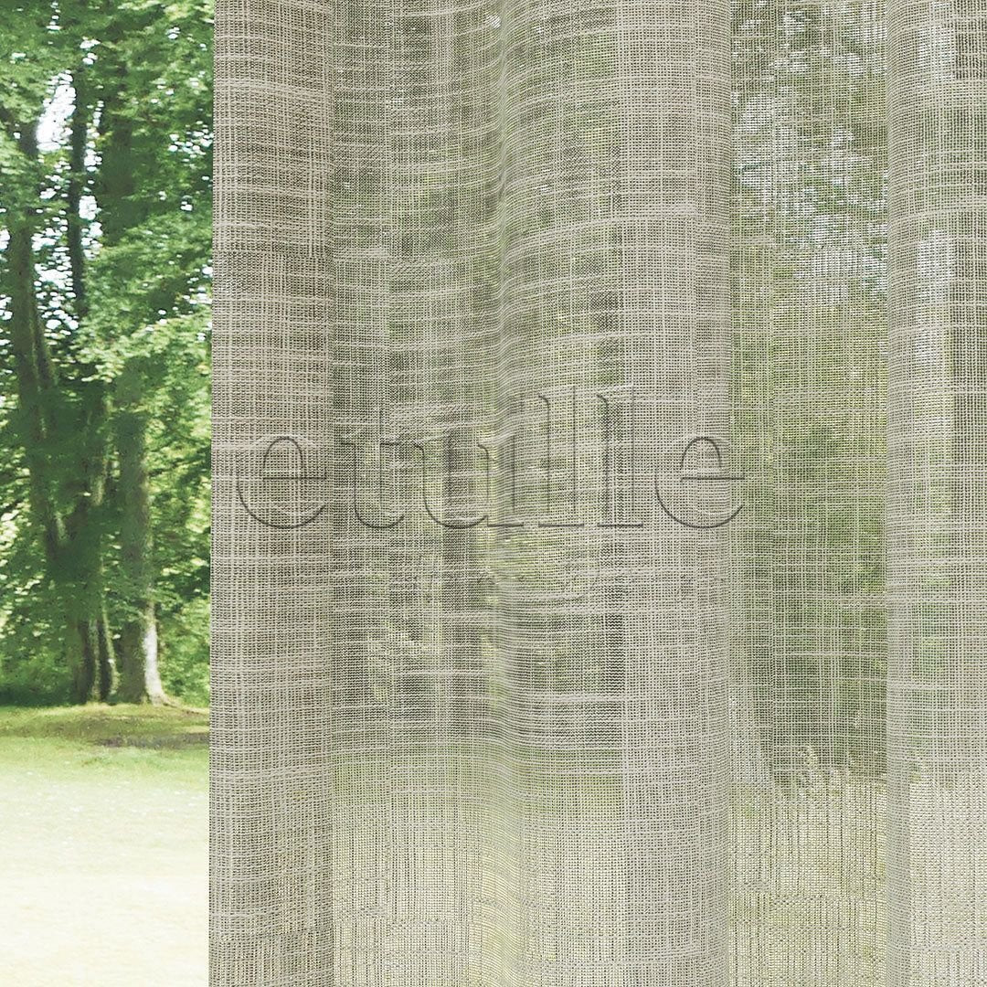 Beige Linen Effect Thick Drapey Plain Tulle Curtain | Torin