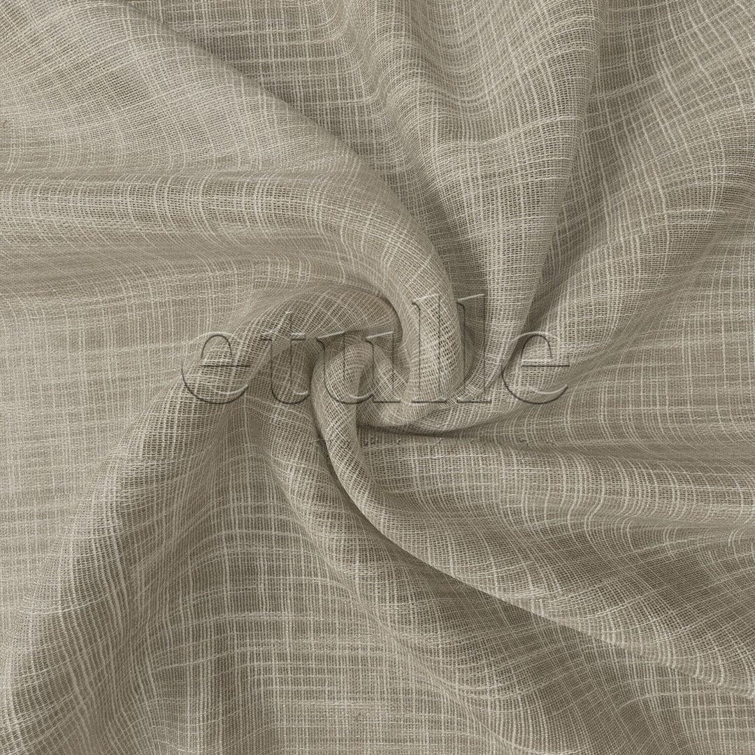 Beige Linen Effect Thick Drapey Plain Tulle Curtain | Torin