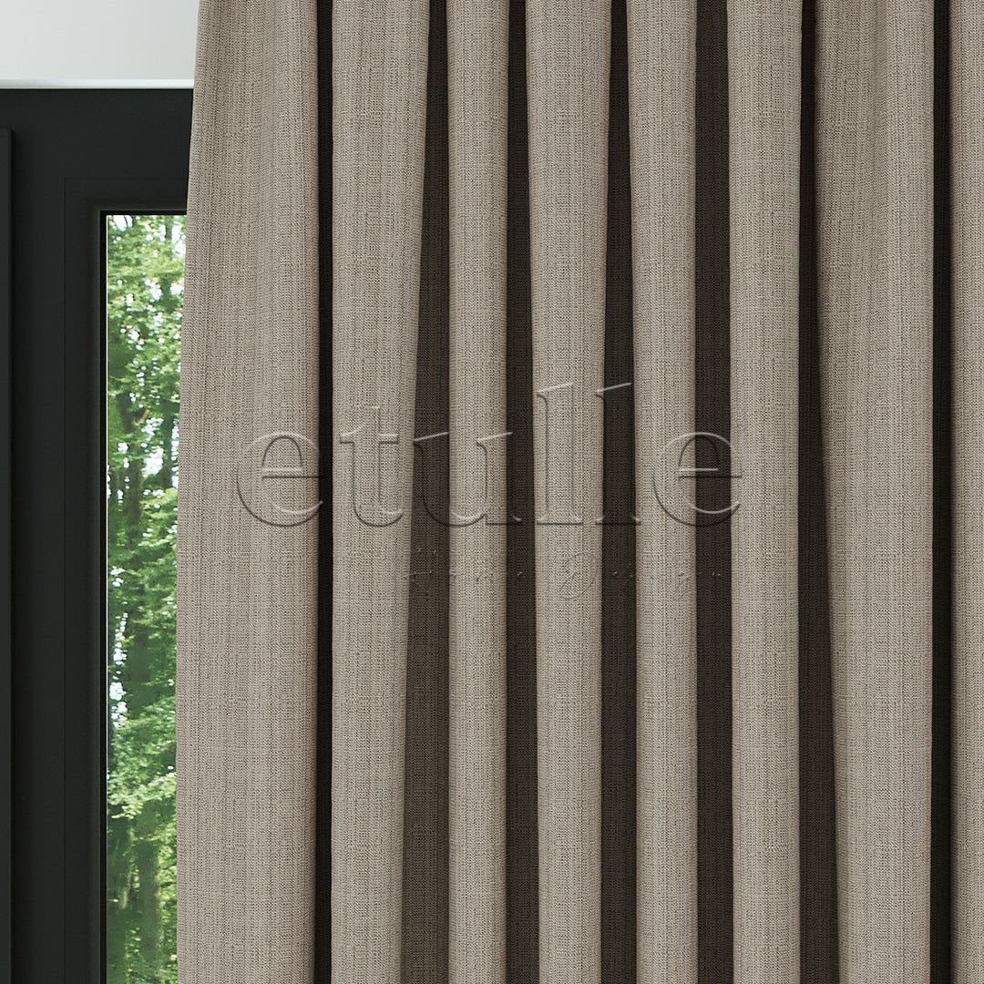 Beige Linen-Look Draping Curtain | Ezri