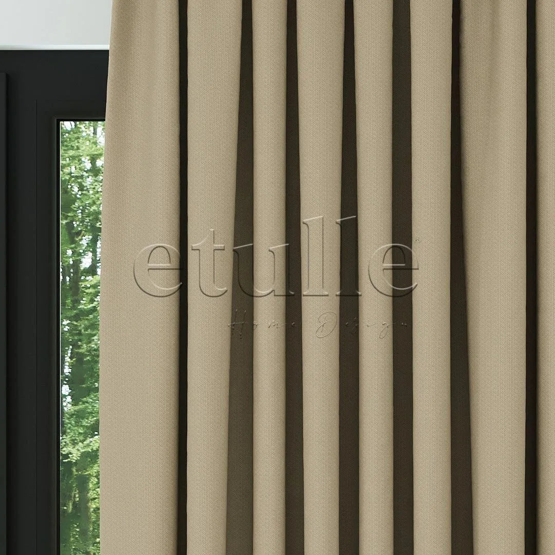 Bej Modern Balık Sırtı Desenli Fon Perde | Cirrus