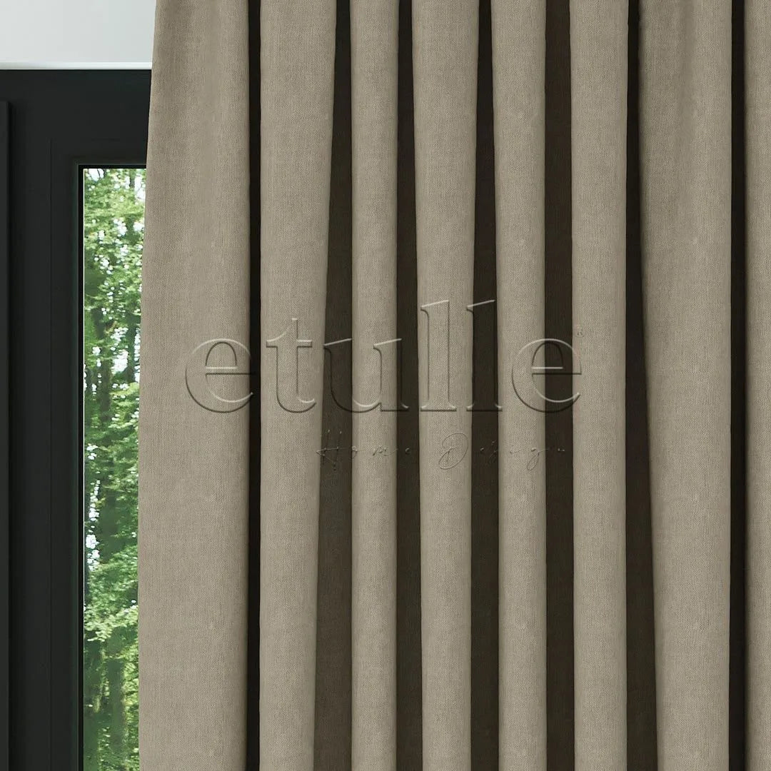 Bej Naturel Keten Fon Perde | Casual