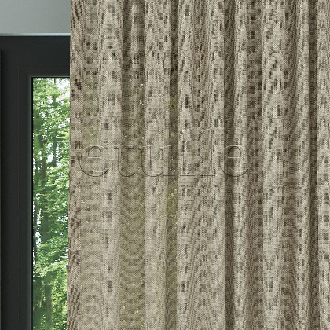 Beige Bright Plain Textured Tulle Curtain | Jasper