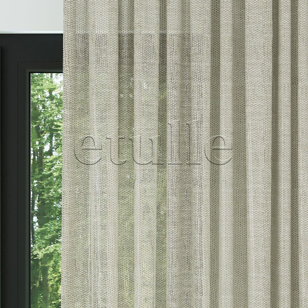 Beige Trendy File Thick Decorative Plain Tulle Curtain | Muse