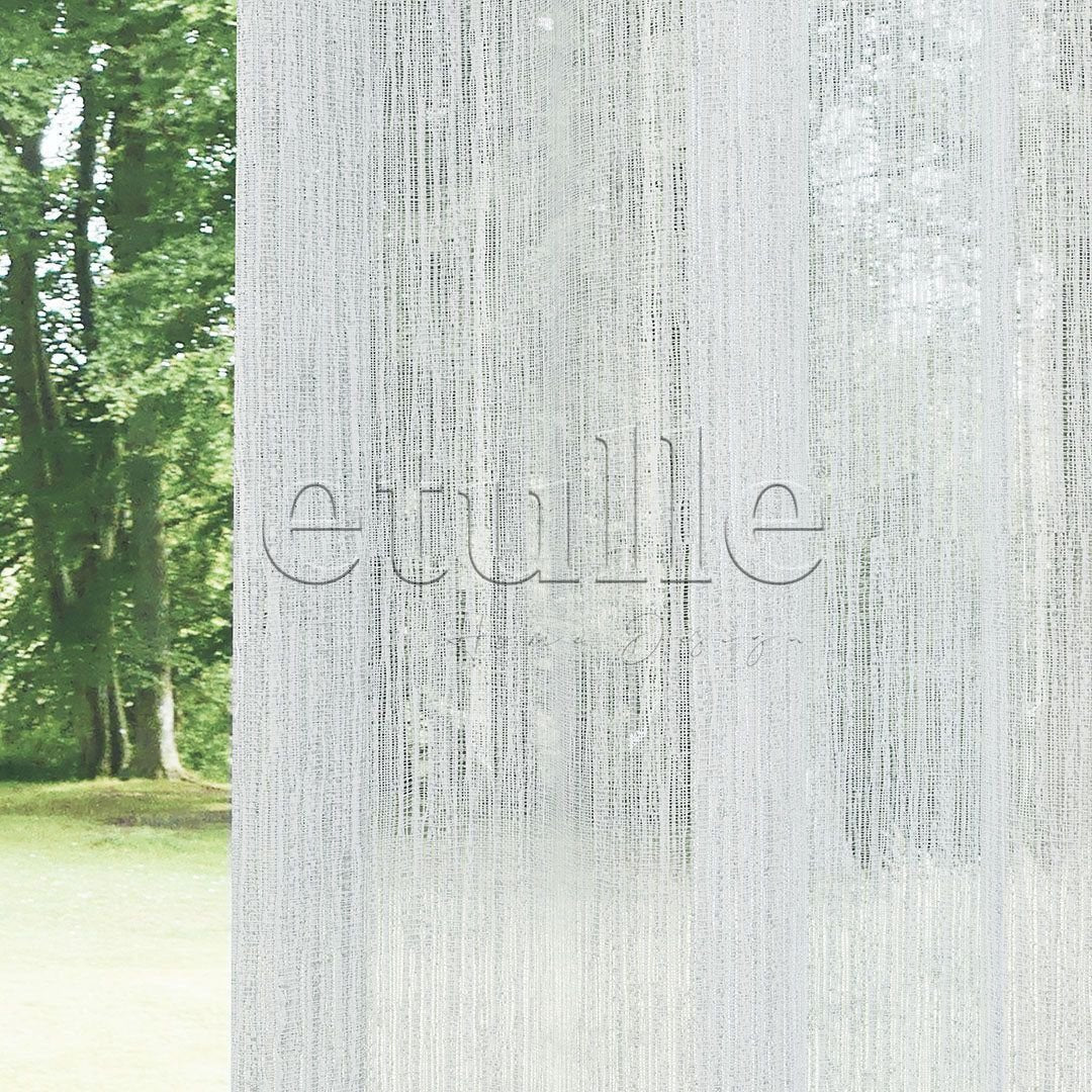 White Tree Bark Striped Textured Tulle Curtain | Alston