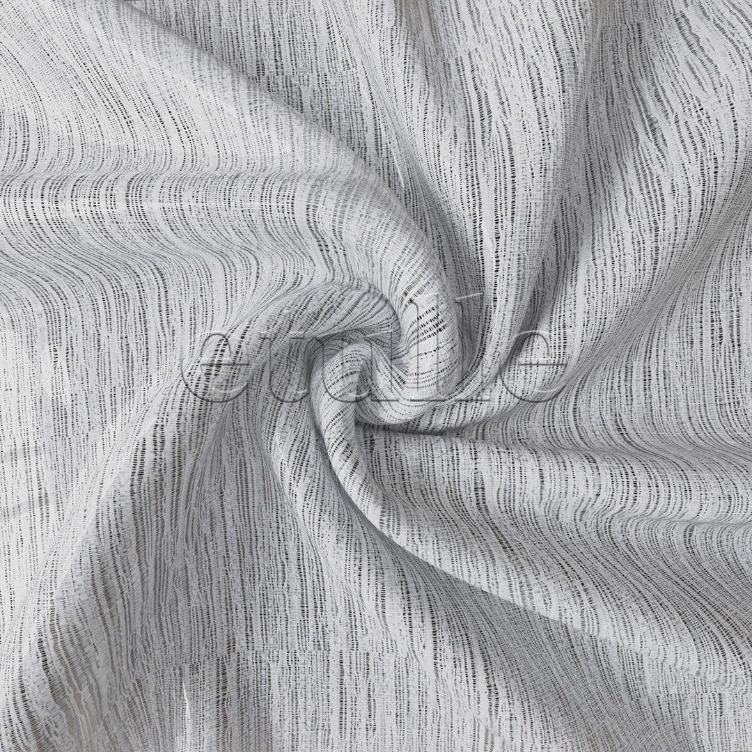 White Tree Bark Striped Textured Tulle Curtain | Alston