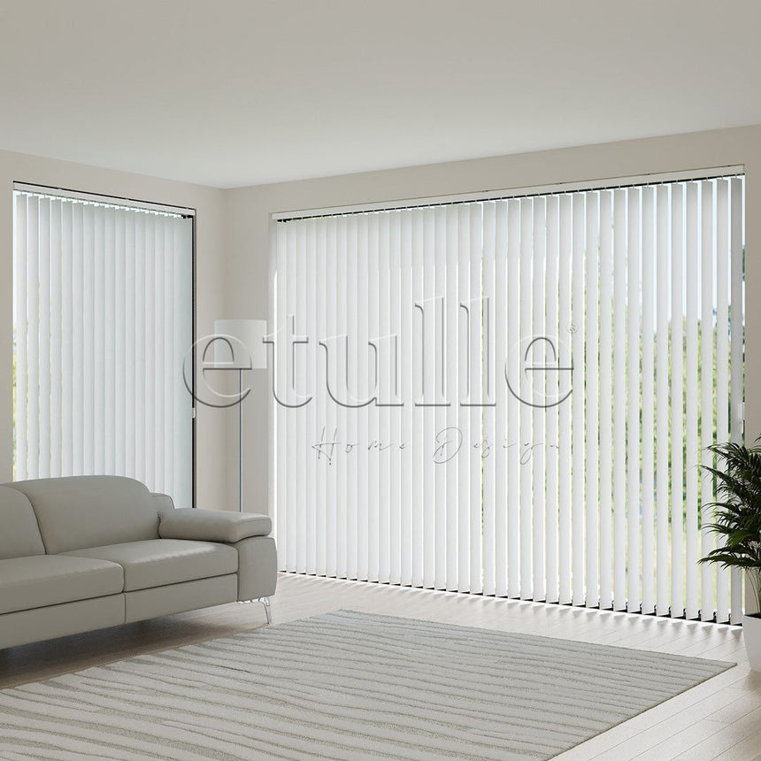 White Blackout Fabric Vertical Blinds | Seraphina