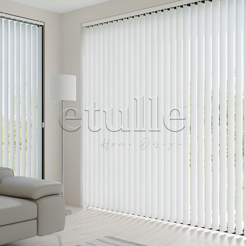 White Blackout Fabric Vertical Blinds | Seraphina