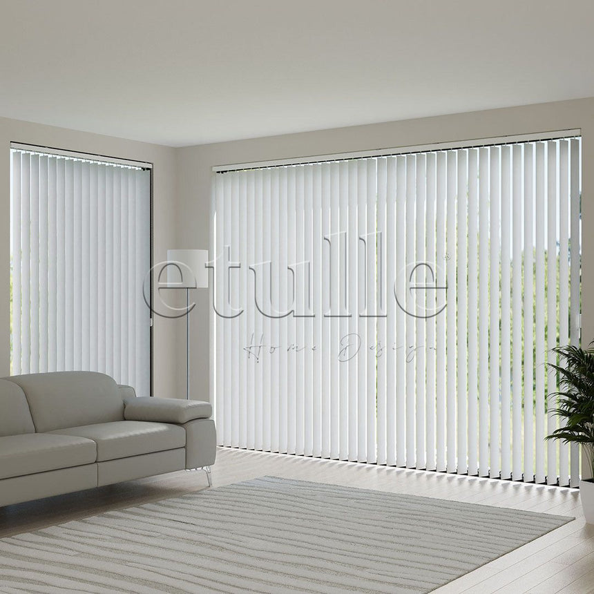 White Plain Fabric Vertical Blinds | Marisa