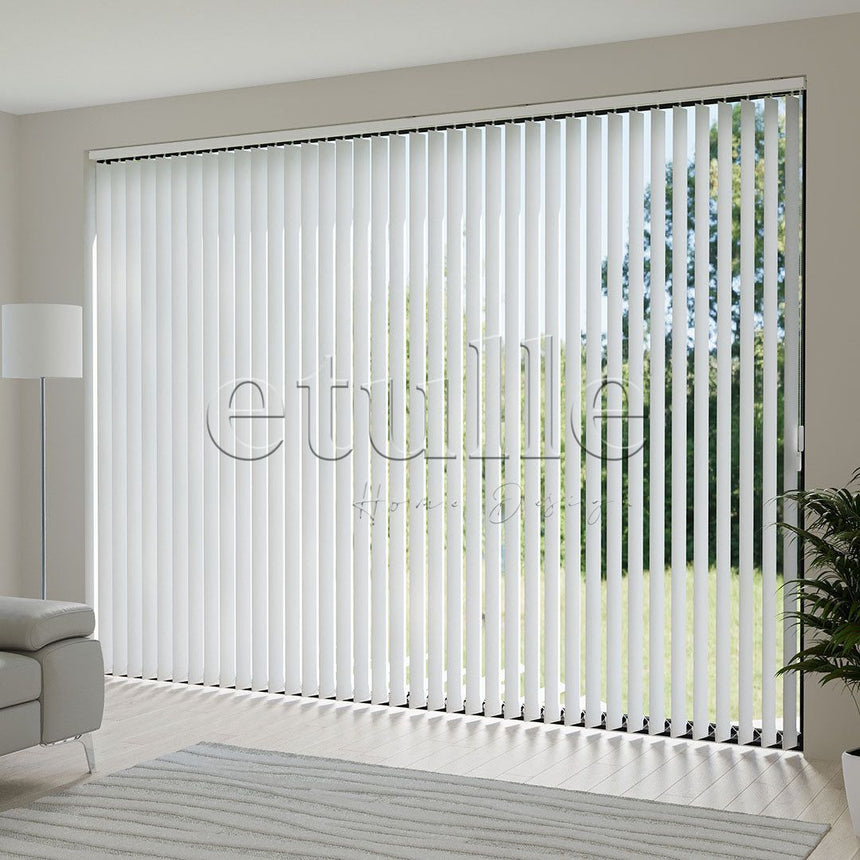 White Plain Fabric Vertical Blinds | Marisa