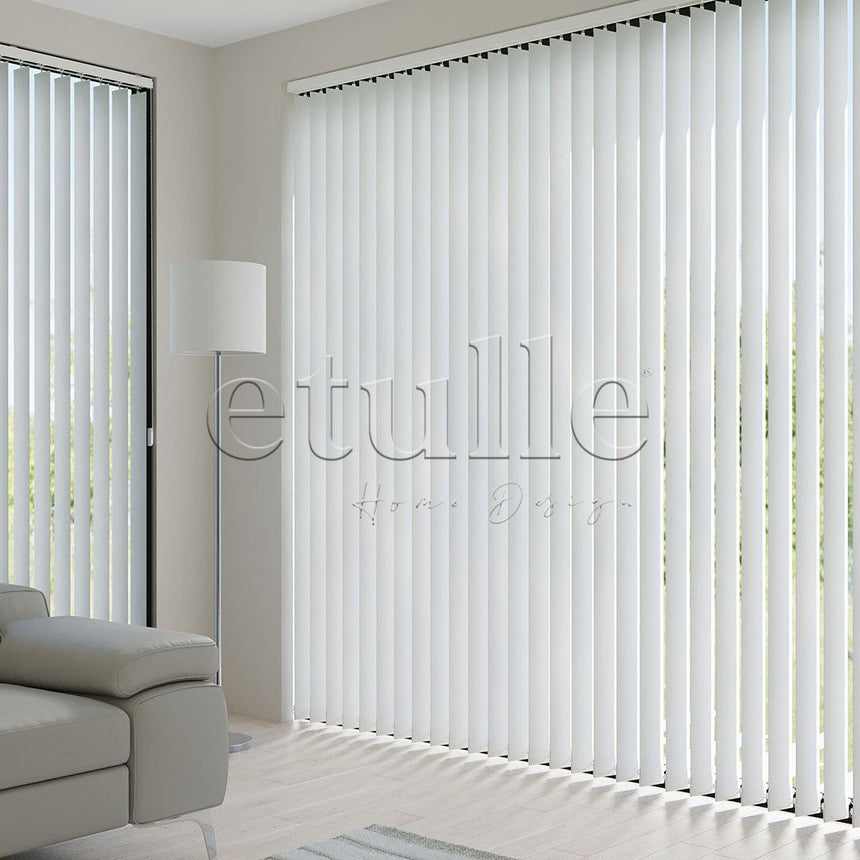 White Plain Fabric Vertical Blinds | Marisa