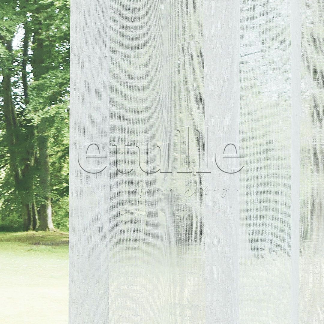 White Folded Linen Plain Tulle Curtain | Mistra