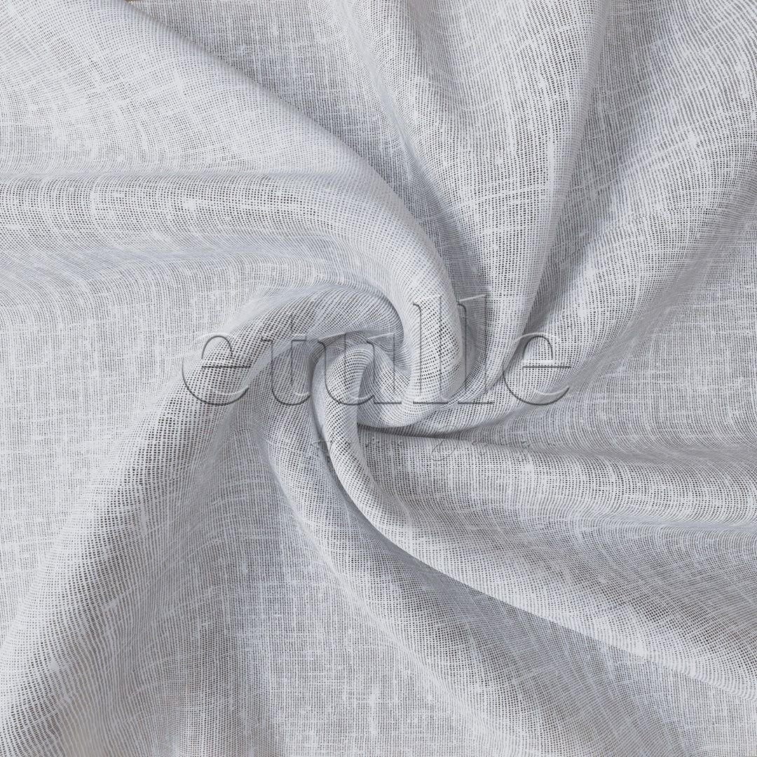 White Folded Linen Plain Tulle Curtain | Mistra