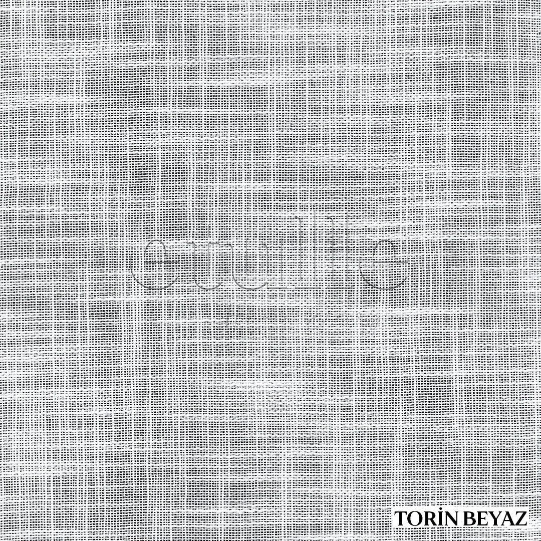 Beyaz Keten Çizgi Efekli Kalın Dökümlü Düz Tül Perde | Torin