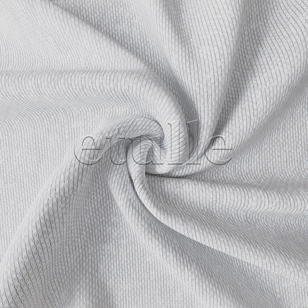 White Modern Honeycomb Textured Linen-Effect Draped Plain Tulle Curtain | Soleil