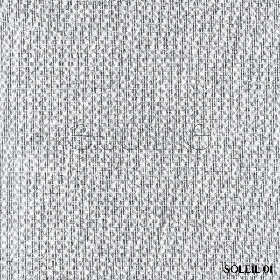 White Modern Honeycomb Textured Linen-Effect Draped Plain Tulle Curtain | Soleil