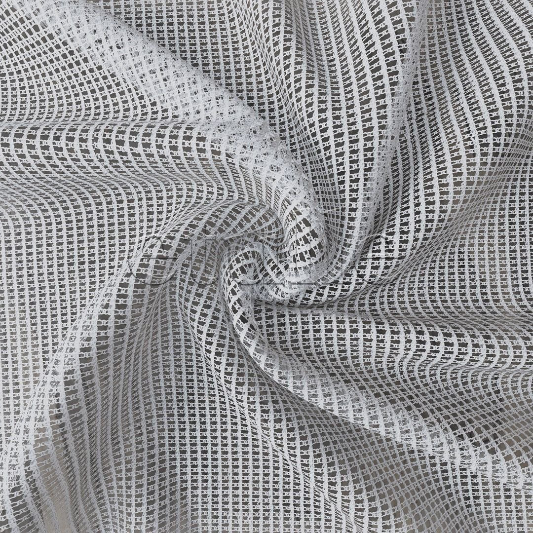 White Knitted Mesh Square Ground Plain Tulle Curtain | Inessa