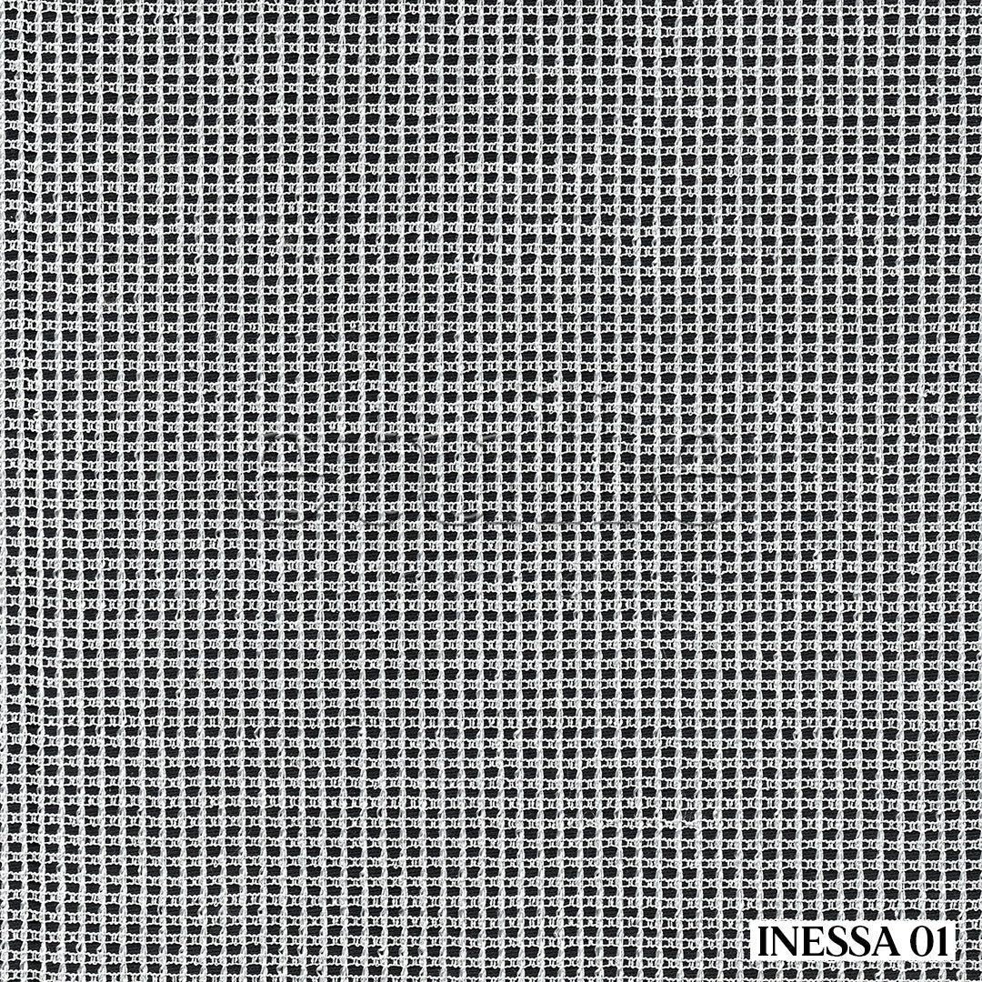 White Knitted Mesh Square Ground Plain Tulle Curtain | Inessa