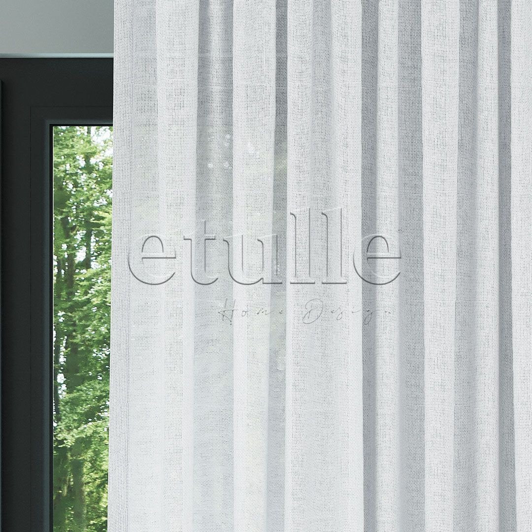 White Bright Plain Textured Tulle Curtain | Jasper