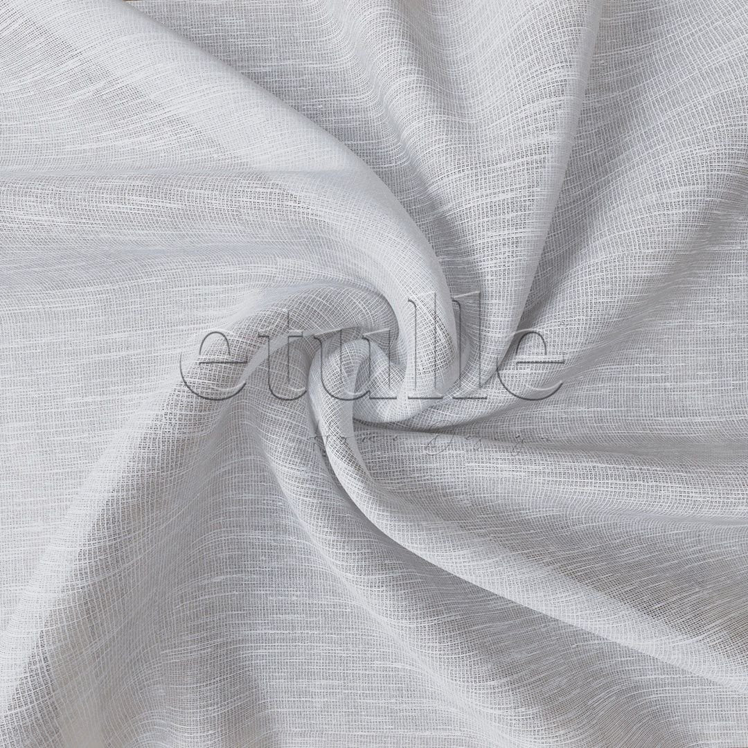 White Bright Linen Textured Plain Tulle Curtain | Aloe