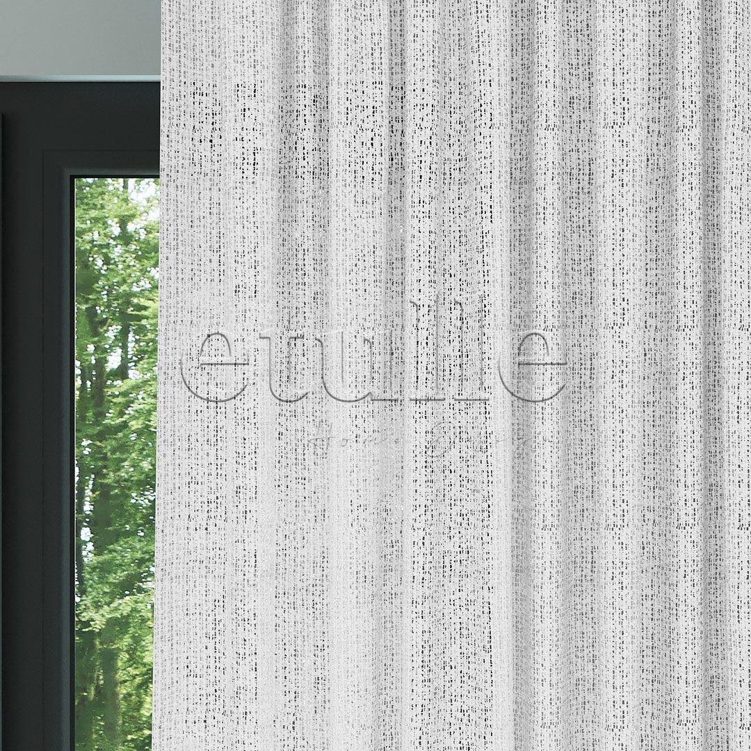 White Chenille Effect Mesh Thick Plain Tulle Curtain | Ezri