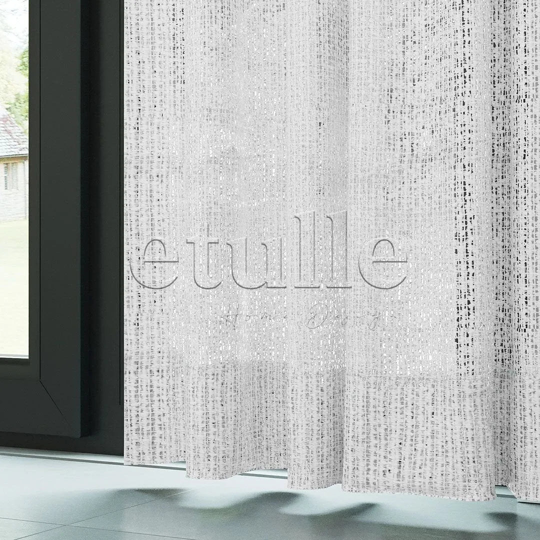 Beyaz Şönil Efekli File Kalın Düz Tül Perde | Ezri