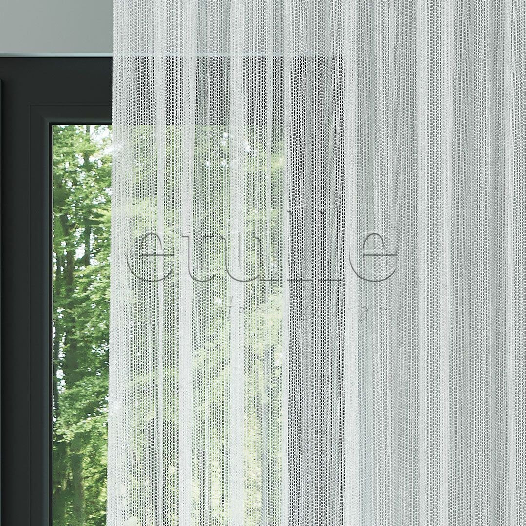 White Trendy Square Mesh Knit Plain Tulle Curtain | Dusk