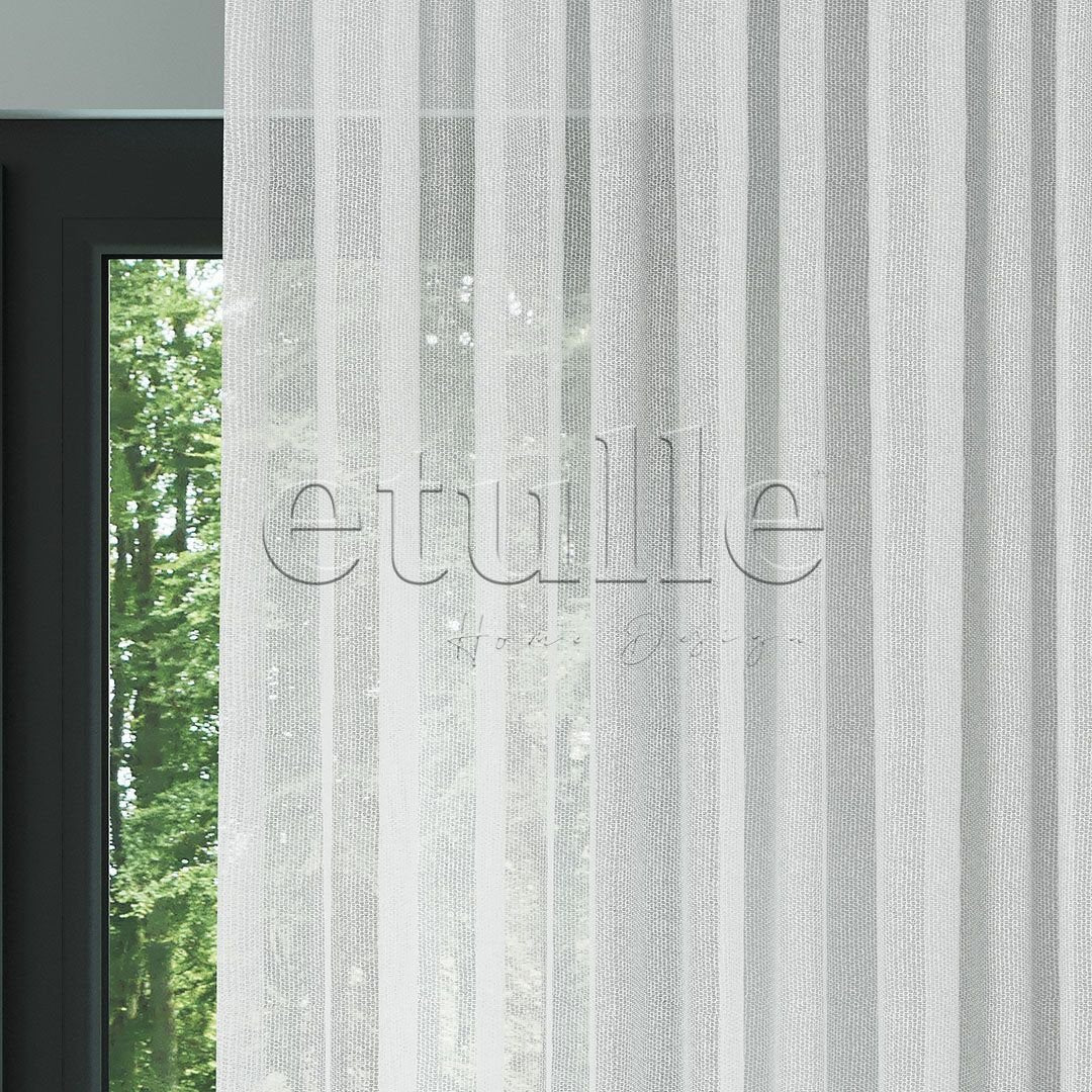 White Textured Plain Tulle Curtain | Matrix