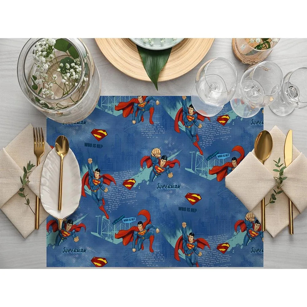 Blue Superman Kumaş Amerikan Servis 4'lü Set 35X50CM
