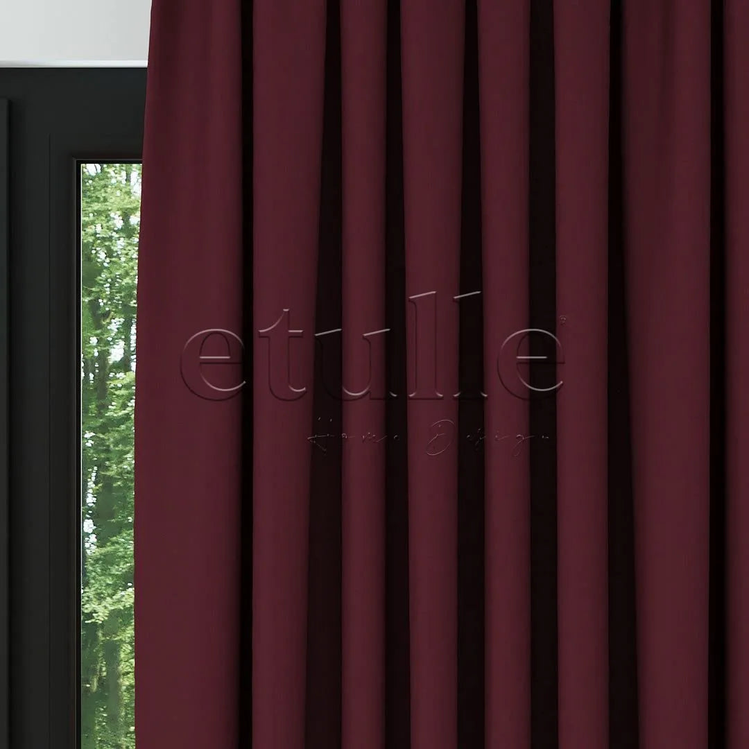 Bordo Modern Balık Sırtı Desenli Fon Perde | Cirrus