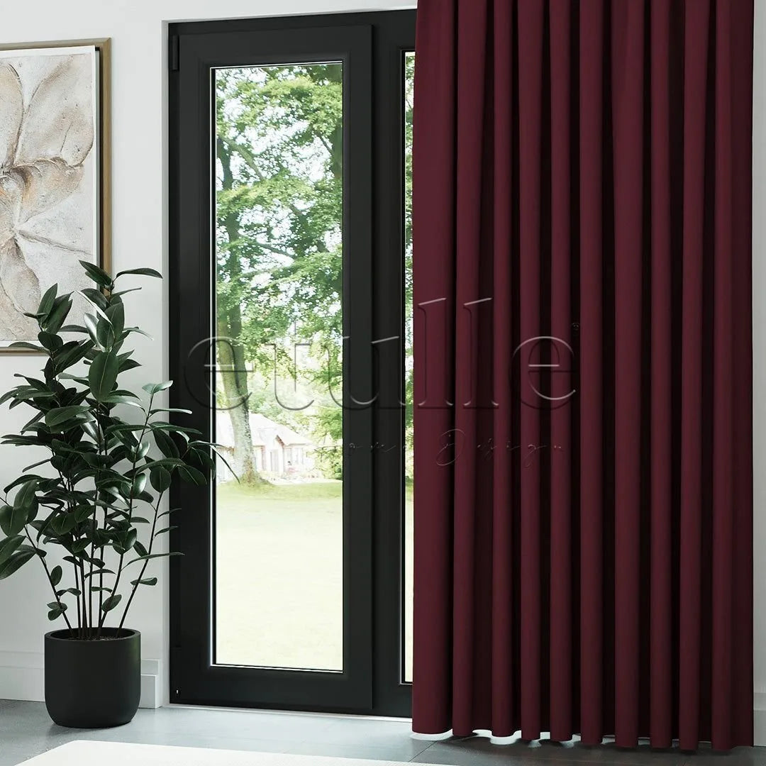 Bordo Modern Balık Sırtı Desenli Fon Perde | Cirrus