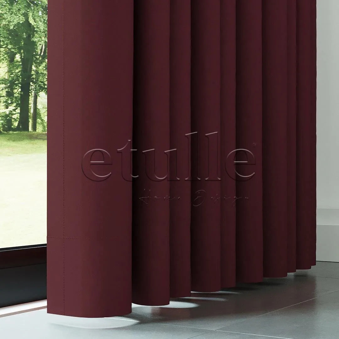 Bordo Modern Balık Sırtı Desenli Fon Perde | Cirrus