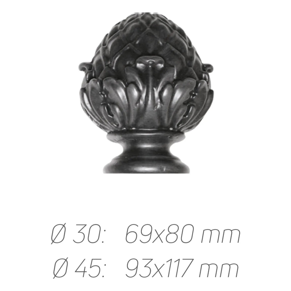 Rustik Perde Borusu 30-45 mm - Siyah Eskitme Metal - Flora