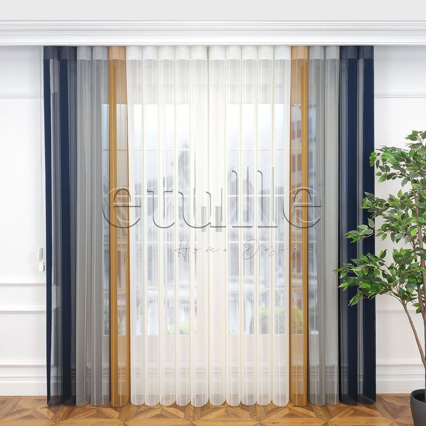 Cambridge - Striped Vertical Tulle Curtains