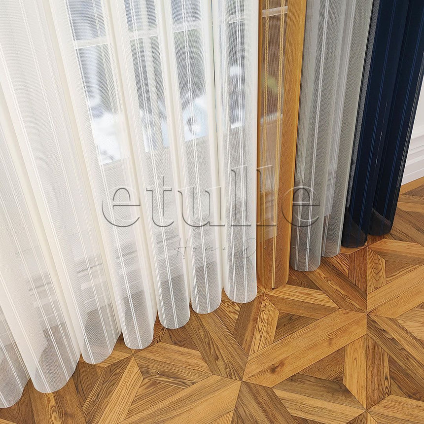 Cambridge - Striped Vertical Tulle Curtains