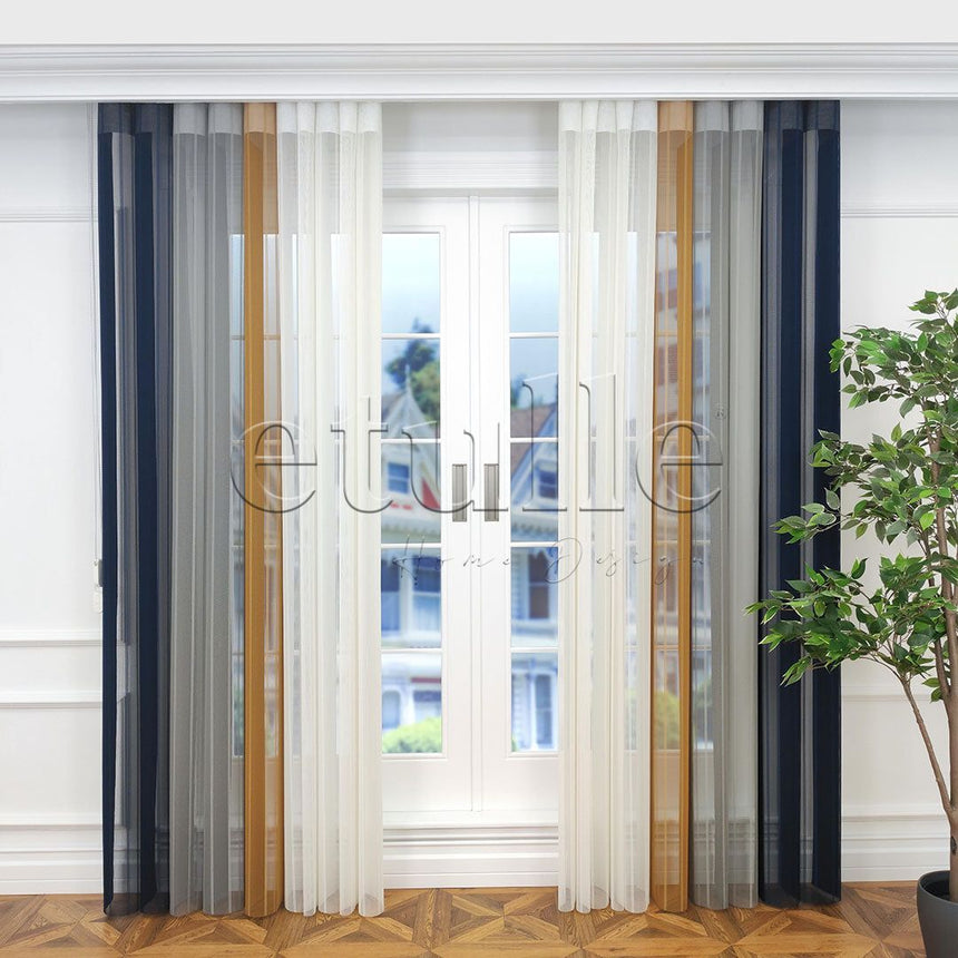 Cambridge - Striped Vertical Tulle Curtains