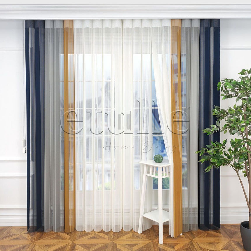 Cambridge - Striped Vertical Tulle Curtains