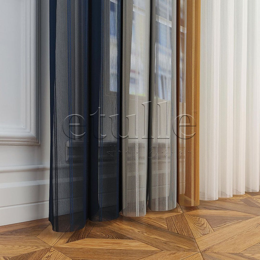 Cambridge - Striped Vertical Tulle Curtains