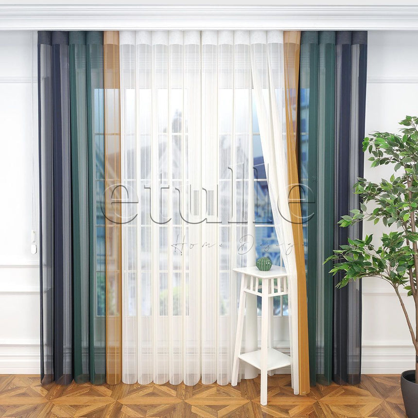 Cape Town - Striped Vertical Tulle Curtains