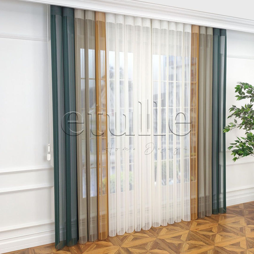 Cardiff - Striped Vertical Tulle Curtains