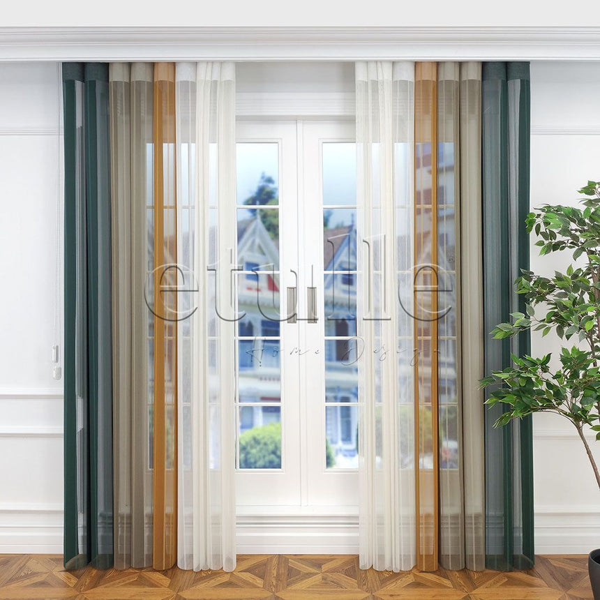 Cardiff - Striped Vertical Tulle Curtains