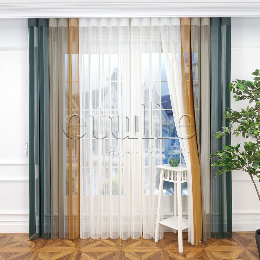 Cardiff - Striped Vertical Tulle Curtains