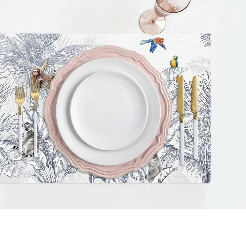 Çizgisel Tasarım Kumaş Amerikan Servis 4'lü Set 35X50CM