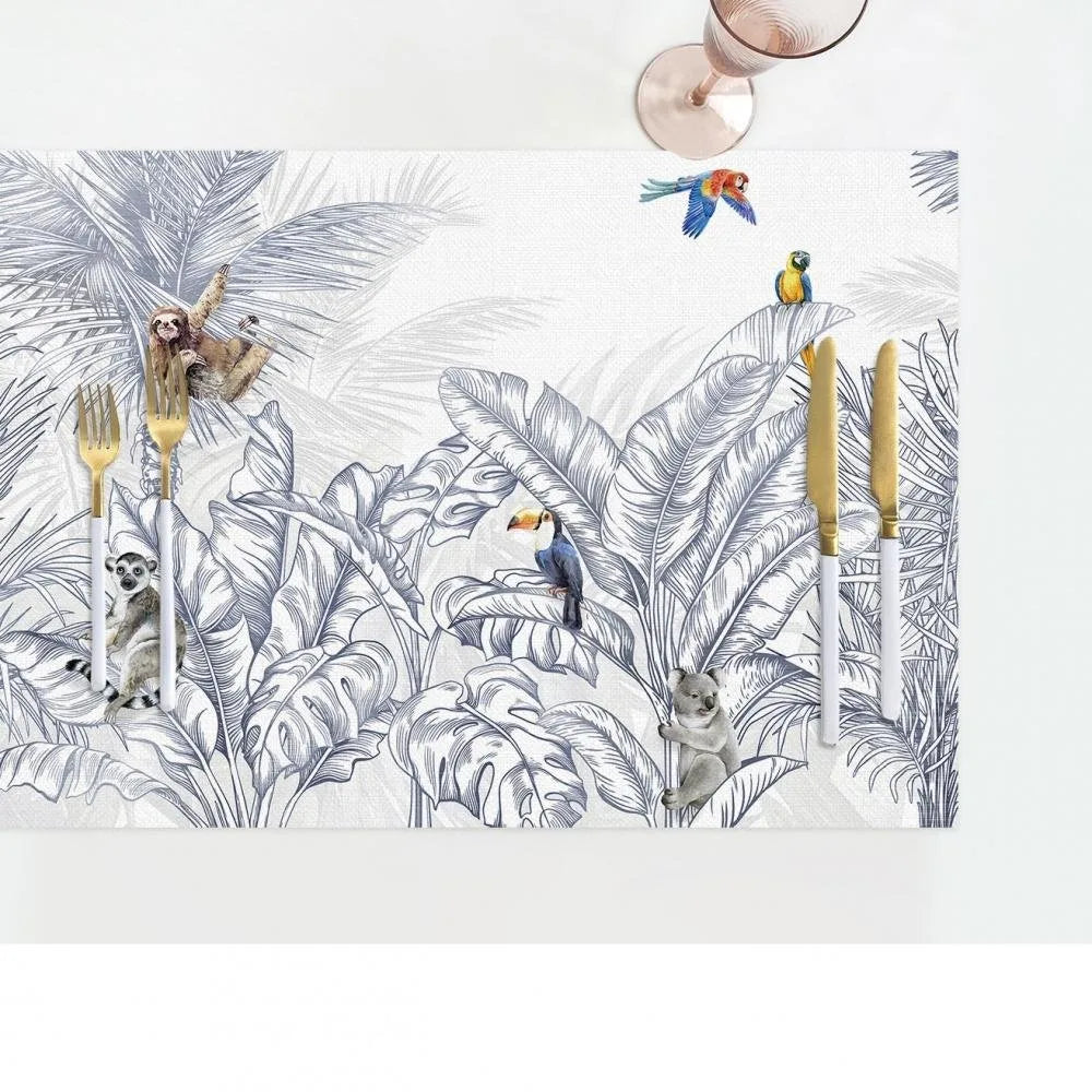 Çizgisel Tasarım Kumaş Amerikan Servis 4'lü Set 35X50CM